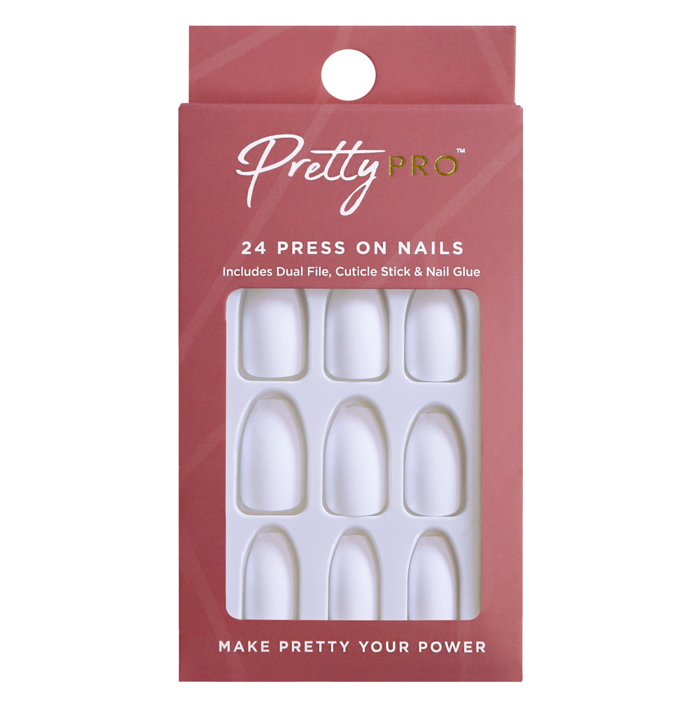 Press On False Nails Love At First White 24pcs Pretty Pro Nails 7770